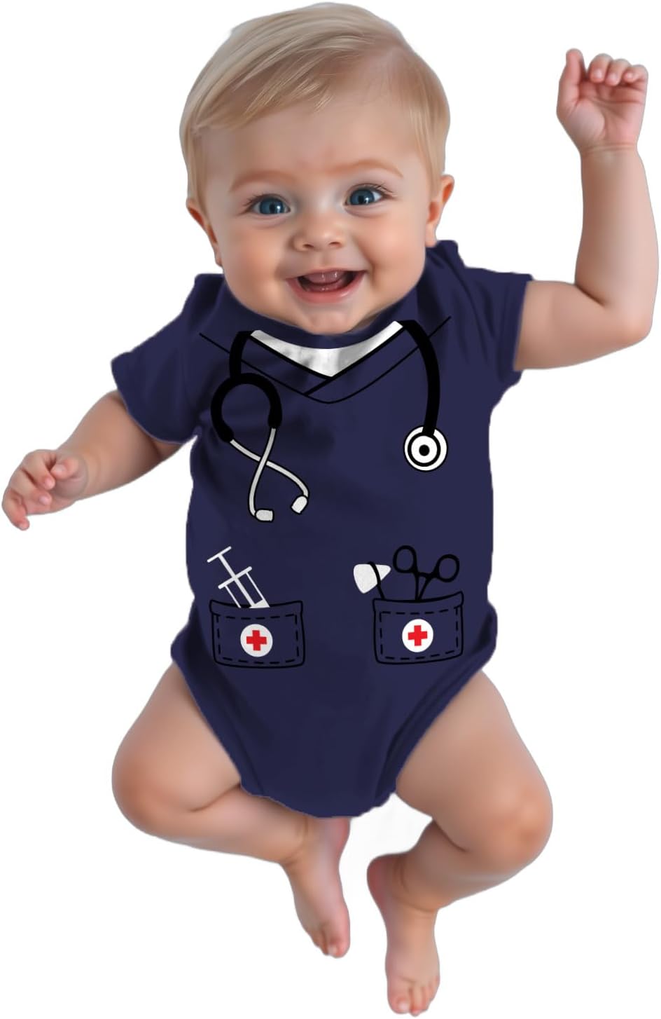 Tstars Baby Doctor or Nurse Bodysuit with Stethoscope - Infant Scrubs Halloween Themed Outfit for Girls and Boys