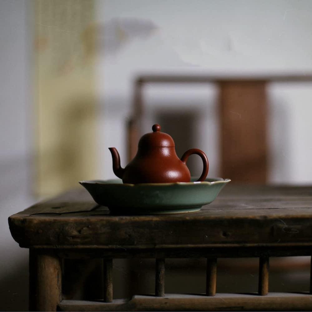 Bandeja de té Simple for el hogar, Bandeja for Servir té, cerámica Tradicional China de 17cm, Plato de Fruta de Loto, Bandeja de té, Juego de té de Kung Fu, decoración