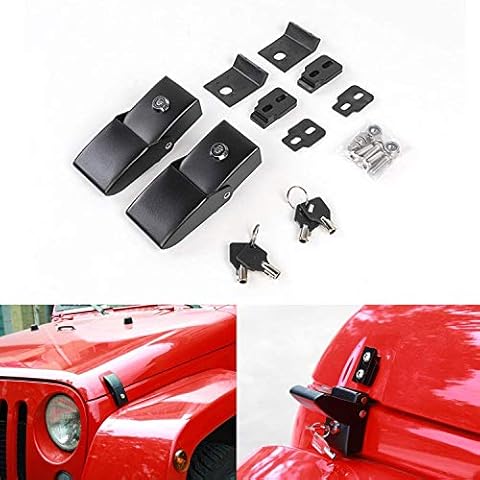 Stainless Steel Hood Latches Hood Lock Catch Latches Kit for Jeep Wrangler JK 2007-2017 (Black) Cover