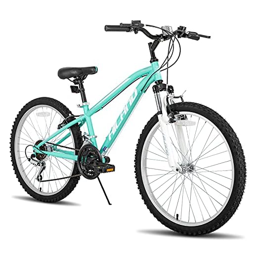 Hiland Bicicleta para Niños 24 Pulgadas Bicicleta de Montaña con Horquilla de Suspensión y Freno en V Bicicleta Verde Menta