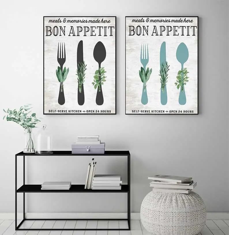 Affiche murale Bon appétit 70x100 cm lot de 2 tableaux pour cuisine