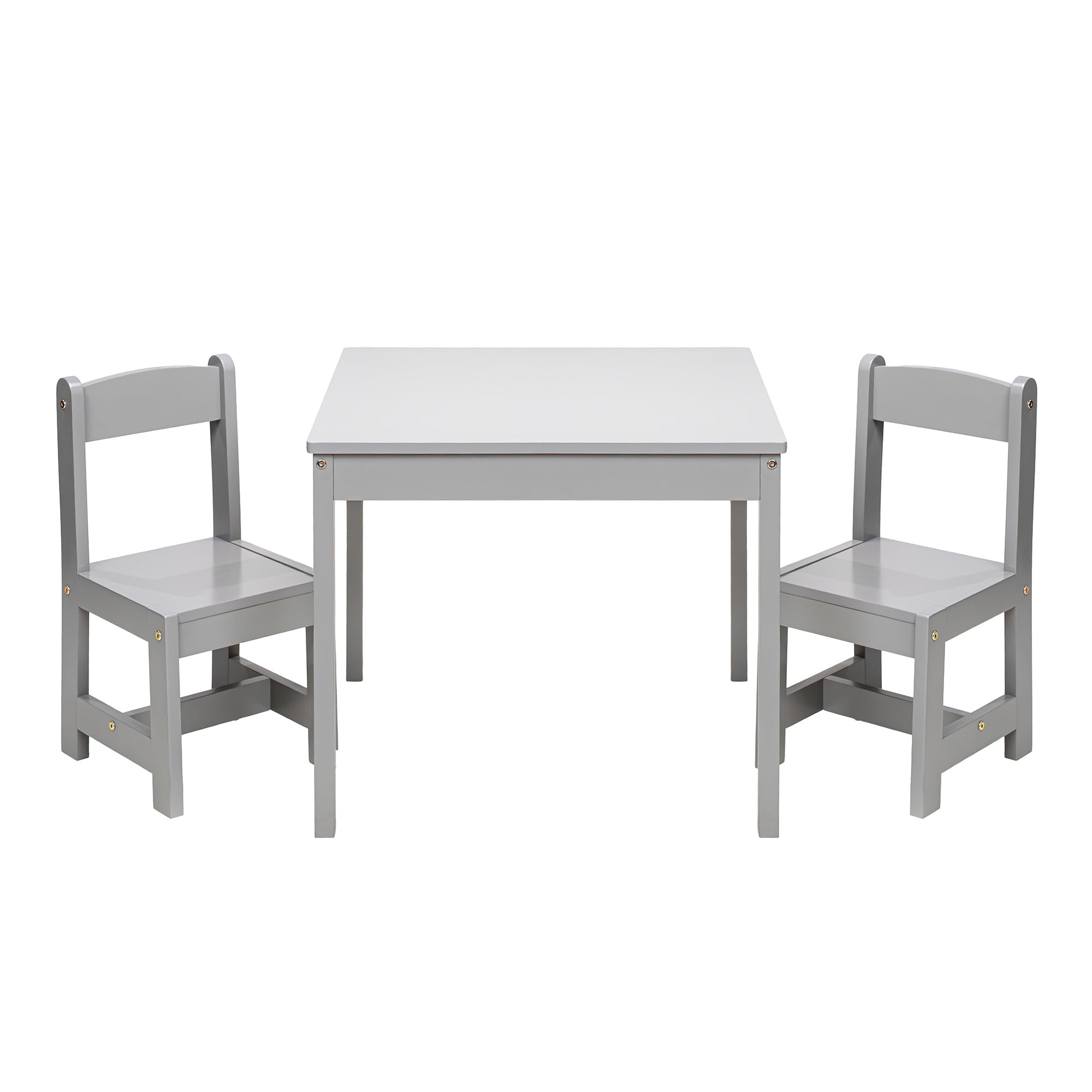 PJ Wood - Table and 2 Chairs Set - Solid Rubberwood, Grey