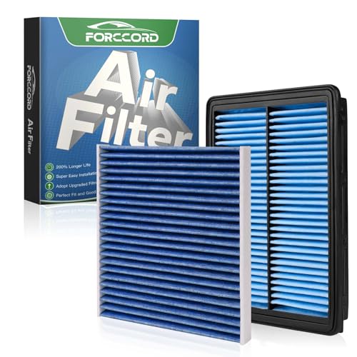 Forccord Cabin & Engine Air Filter Fit for Hyundai Sonata Gas 2015 2016 2017 2018 2019 2.4L (Not for Hybrid) Activated Carbon Cabin Filter Replacement Air Filter CF12151 CA11942 Car Accessories
