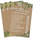 BG Mommy or Daddy Guess Who Game - Fun Baby Shower Game Set of 50 Cards. Gender Neutral Boys and Girls great for Coed Baby Shower Games Guessing Baby Games