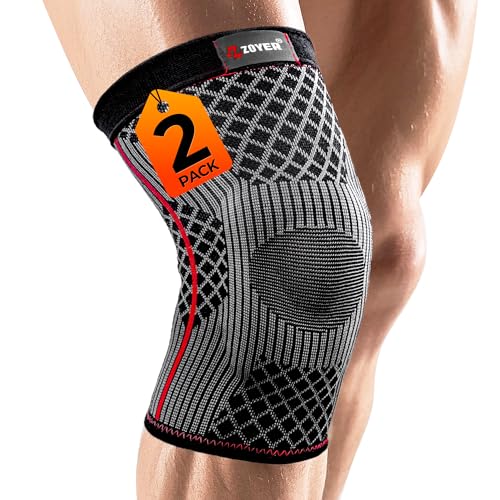 Image of ZOYER 2 Pack Knee Brace for Women & Men, 3D-Knitted Knee Compression Sleeve with Enhanced Patella Gel Pad, Knee Support for Knee Pain, ACL, Meniscus Tear, Joint Pain Relief (Small)