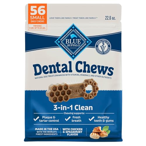 Blue Buffalo Dental Chews Small Natural Dog Treats, Chicken & Spearmint 22.6-oz Bag (56 Count)