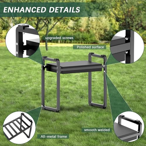 Image of Garden Kneeler and Seat, 10.2 inch Wider Heavy Duty Thick for Kneeling and Seat | Multifunctional Thick Gardening Bench for Kneeling and Seat, Gardening Gifts for Women, Seniors Grandparents, Black