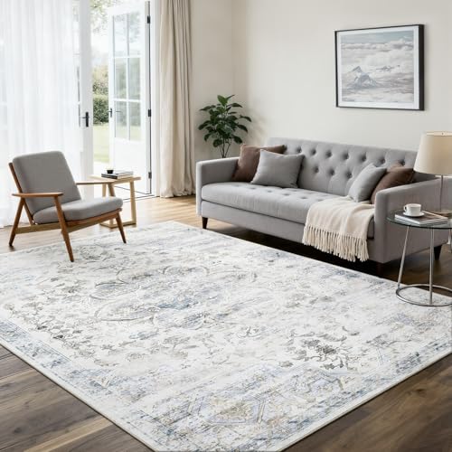 Tapete decorativo SOKOCLY 8x10 azul vintage lavable