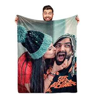 DayOfShe Personalized Photo Blankets for Girlfriend Boyfriend Blanket Gifts, Custom Wife Photo Blankets Fleece Flannel…