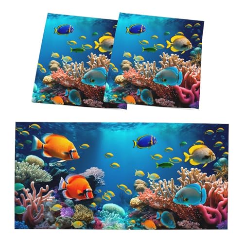 Image of 2 Pack Fluorescent Light Cover for Ceiling Light Classroom-Abyssal Fish Magnetic Light Cover Fluorescent Light Shade Panel, Decorative Film Filter for Reducing Harsh Glare Home Decorations