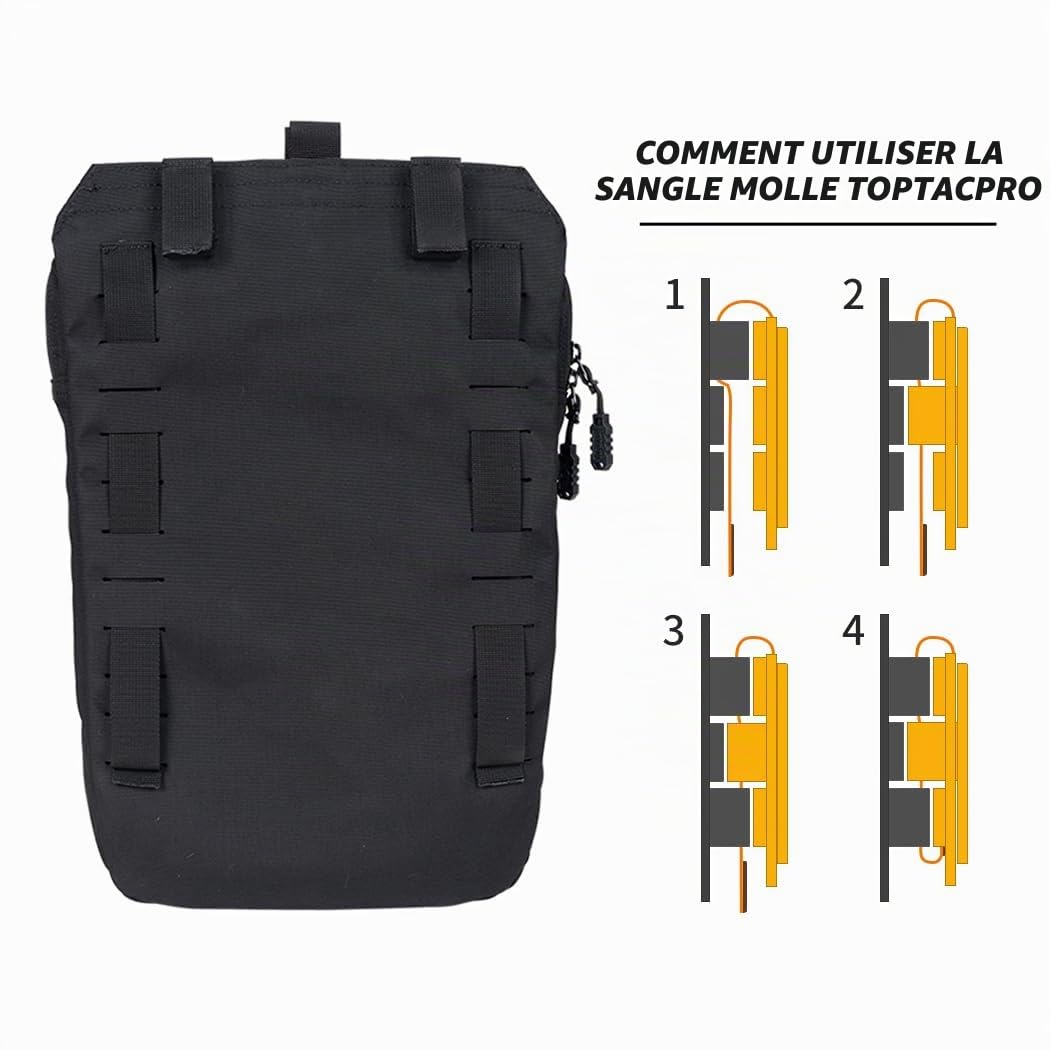 Sac d'hydratation Tactique Molle pour Sac d'hydratation de Vessie d'eau d'hydratation 2L 500D Nylon