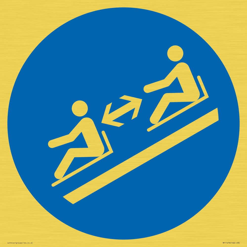 Mandatory: Keep distance between toboggans Sign - 300x300mm - S30