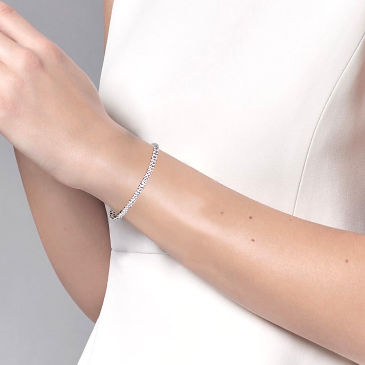 Schöner-SD Tennisarmband Zirkonia eckig 925 Silber Armband