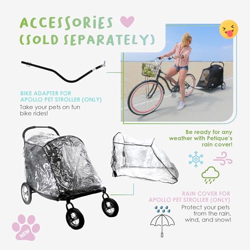 Apollo 3-in-1 Haustier-Kinderwagen | Hundewagen | Leichte abnehmbare klappbare tragbare Haustiertrage Tasche Jogger für mittelgroße und große Hunde und Katzen, Schwarz
