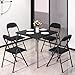 VECELO Folding Card Table and Chair Set of 5 Foldable with Padded Upholstery Tabletop, Metal, Black