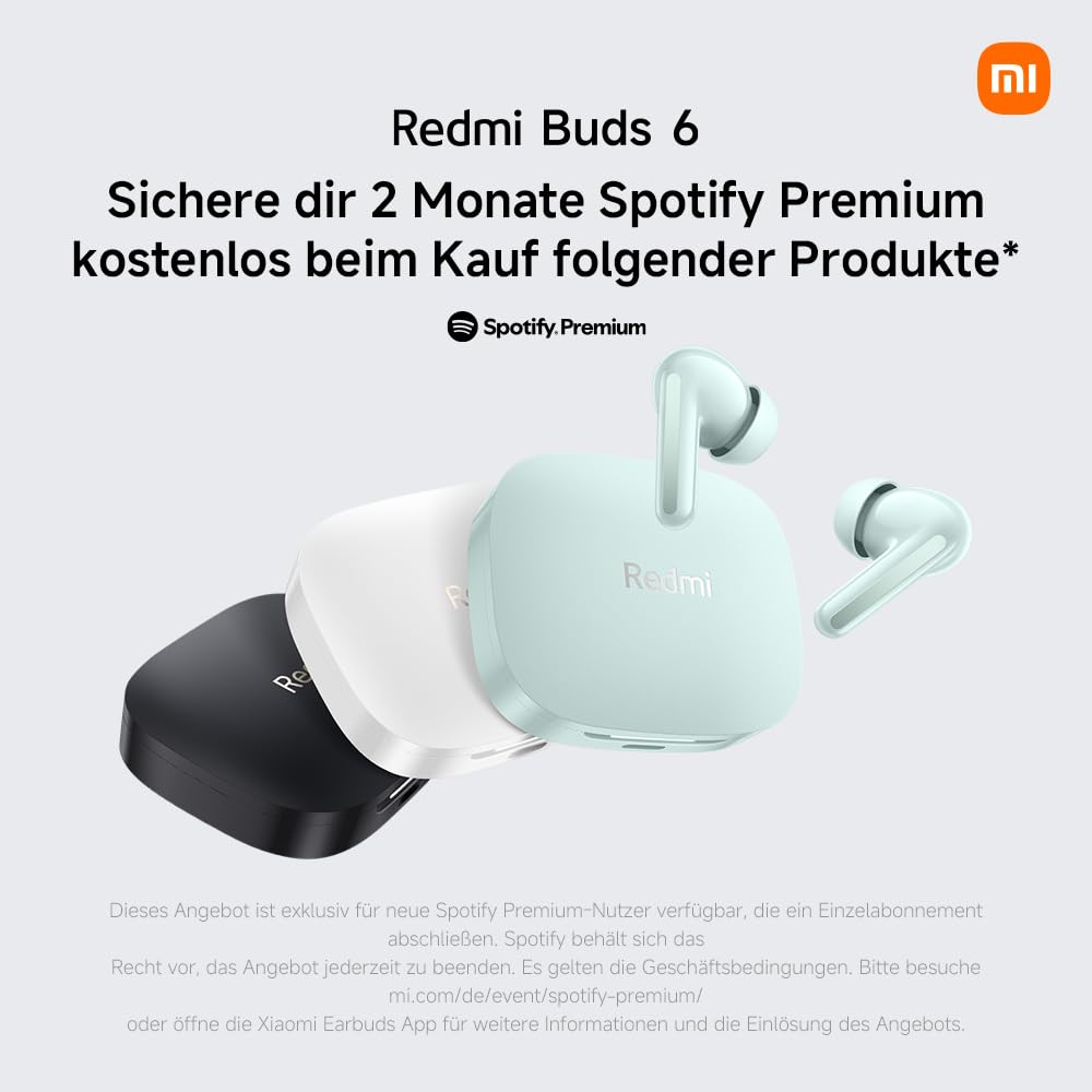 XIAOMI Redmi Buds 6 – Kabellose Bluetooth-In-Ear-Kopfhörer, Dual-Treiber, immersiver Sound, 49 dB aktive Geräuschunterdrückung, bis zu 10h+42h Akkulaufzeit, IP54, Schwarz