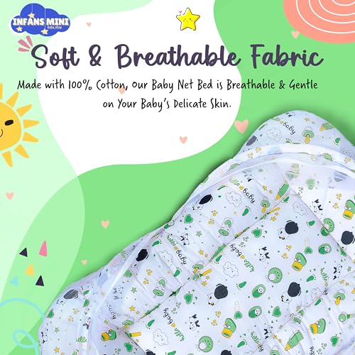 Image of Baby Bedding Set for New Born Baby Sleeping Bag, Mosquito Net Bed Suitable Upto 6 Months Babies (Panda Green)
