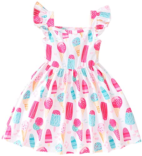Popshion Girls Flutter Sleeve Summer Dress 1-8 Years