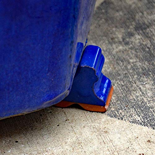 Ceramic Pot Feet 3-Pack -Blue Glaze- Made In USA- Flower Pot Risers Glazed Ceramic - Handmade - Stoneware Clay - Frost Proof - Made For Planters- 3" Long x 1.5" Tall - Recommended for 14"-20" Pots - Thumbnail 2