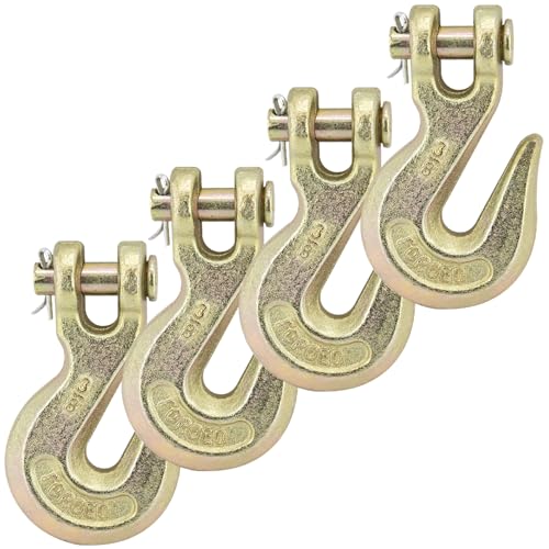 Image of 3 /8 inch Clevis Grab Hooks (Set of 4) Heavy Duty Chain Hook for Truck Trailer, Grade 70 Chain Forged Alloy Steel Chain Hook for Trailer Truck Transport - 26,000 LBS Capacity