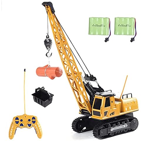 Remote Control Tower Crane - 12 Channel 2.4GHz Remote Control Lift Model Truck, Digging Engineering Toy with 2 Rechargeable Batteries, Crawler Loader Excavator Bulldozer, RC Construction Toy for Kids Cover