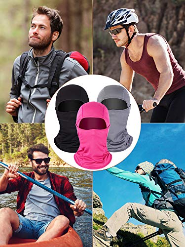 3 Pieces Ski Mask Balaclava Full Face Mask For Men Women Windproof Balaclava Sun Protection Breathable Face Cover (Grey, Black, Rose Red, General Size) #TOP6