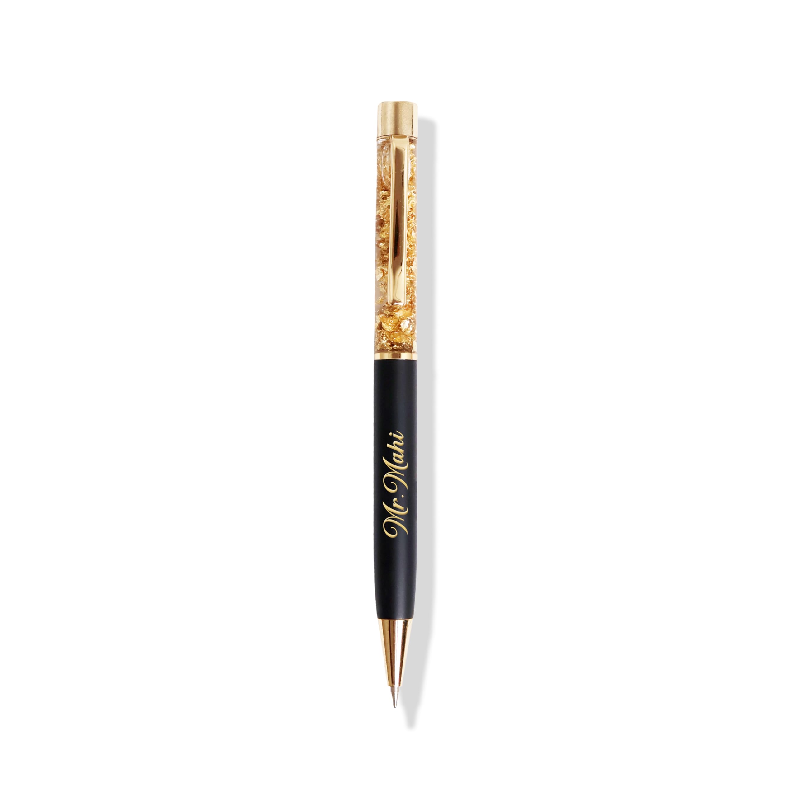 Personalized Pen with Name Engraved I Metal Classy Customized Roller Ball Pens I Comfortable to Hold & Write I Gift for Men & Women Birthday Corporate Gifting (Gold Flake)