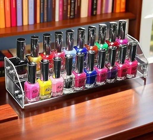 Premium Acrylic nail polish Organizer Rack – Clear Display for Nail Polish, Makeup & Tattoo Ink Bottles (2 -TIER)-image-29
