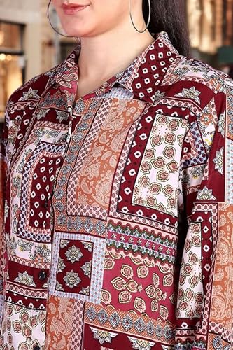 Image of POPWINGS Women Casual Sky Blue Floral Printed Shirt | Collar Button Shirt | Full Sleeve Shirt | Trendy Shirt | Regular Casual Shirt