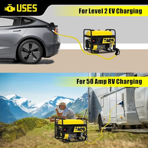 Image of 4 Prong Twist Lock 30 Amp to 50 Amp RV Adapter Cord 240V, NEMA L14-30P Locking Male to 14-50R Female for Tesla EV
