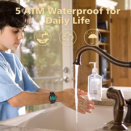 A ALPS Boys Digital Sports Watch, 50M Waterproof, LED Backlight, Quartz Movement, Blue/Red/Green Silicone Band, 43mm Case, 18mm Band Width, Kids Gift by A ALPS - Image 5