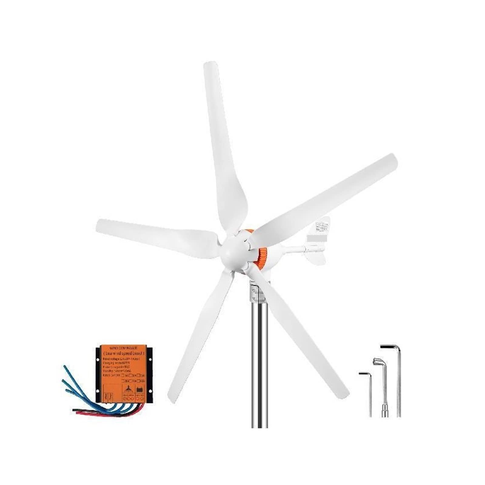 Wind Turbine Generator 300W 400W 500W with MPPT/Charge Controller Windmill RV Yacht Farm Small Wind Generator Home Use(500W 5 Blades,with Charge Control)