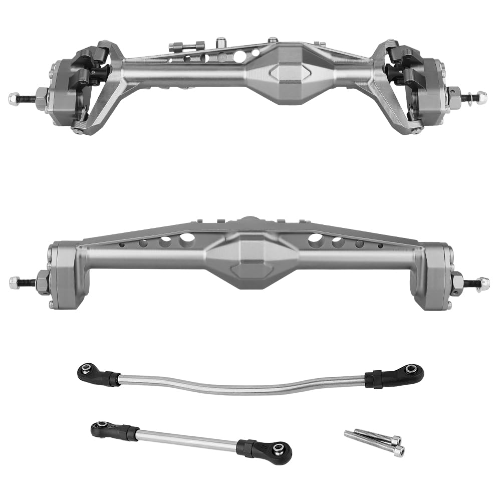 Pothyes Full CNC Machined F9 Portal Front Rear Axle with Adjustable Link Mount for 1/10 RC Crawler Capra Gmade R1 Rock Buggy LCG Cheater Rigs 1.9 UTB Shafty (Titanium)