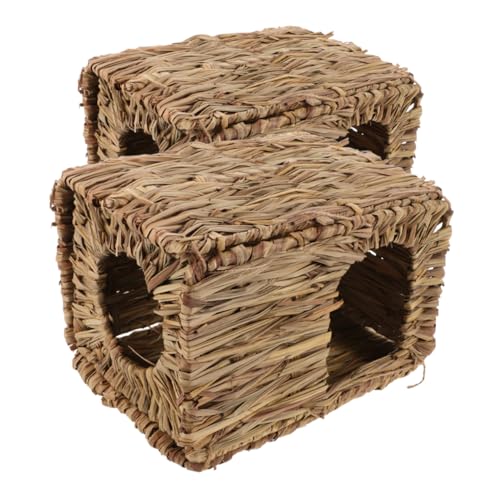 Toddmomy 2stücke Kaninchenbett aus Gras Versteckhaus für Meerschweinchen Faltbares Kleintier-Accessoire Nistkasten für Kaninchen Robustes Haustier-versteck