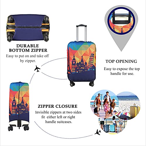 Image of Explore Land Travel Luggage Cover Air Approve Suitcase Protector Fits 18-32 Inches Case, Modern City, S, Luggage Cover