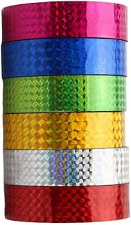 VILLCASE 6 Rolls Holographic Wrapping Tape for DIY Gifts Halloween Season | Bopp Decorative Packaging Band, Stationery Craft Use, Framing, Pens and Pencils, Lovely Colorful Look Random Color