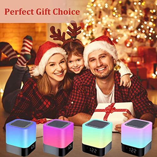Wamgra Night Light Bluetooth Speaker, Alarm Clock Bluetooth Speaker Touch Sensor Bedside Lamp Mp3 Player, Dimmable 48 Led Color Changing Bedside Lamp For Bedroom, Gift For Kids, Girl, Teenager #TOP5