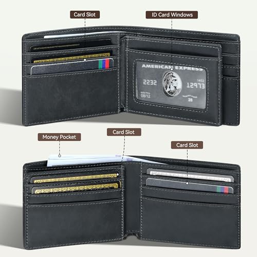 Image of furid Leather Card Wallet For Men Slim: Bifold Rfid Minimalist Front Pocket Wallet - Gift For Men Husband at Anniversay Brithday