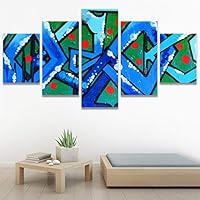 SIGNWIN 5 Panel Canvas Wall Art Modern Art Decorative Decorative Elements Digital Art Multicolor Patterns Urban for Home Decorations Ready to Hang - 60