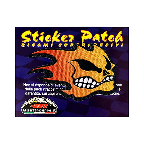 Quattroerre Sticker Patch Flames Skull for Fabrics 5.3 x 8.6 cm, Clear - Image 2
