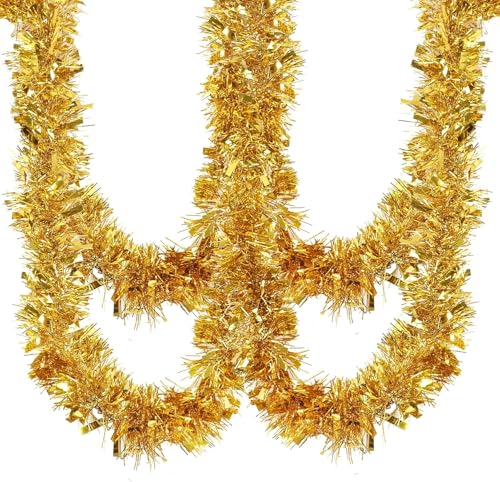 LOMIMOS 10M Lametta Weihnachtsbaum,Breite 9CM Weihnachtsgirlanden für...