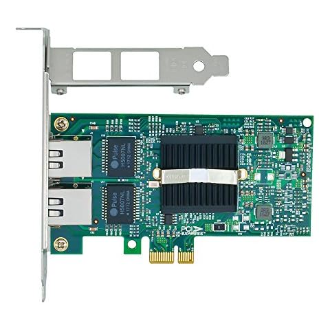 Jeirdus Intel 82575 Chips PCI Express PCI-e Gigabit Dual 2 RJ45 Port Network Card NIC 10/100/1000Mbps Server Lan Adapter Cover
