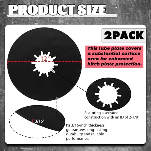Image of TonGass 5th Wheel Hitch Lube Plate 12in RV Fifth Wheel Plate | Camper Fifth Wheel Plate, 5th Wheel Accessories for 5th Wheel Trailer Safety Kit