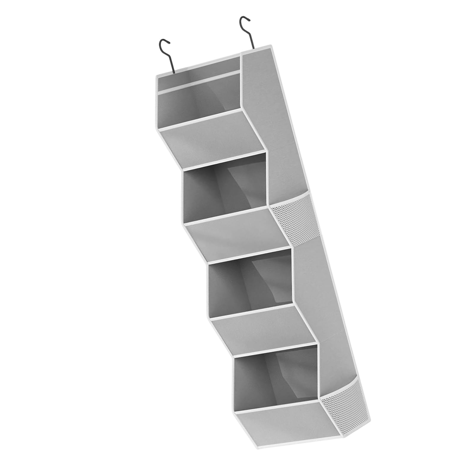 Shntig Grey Hanging Closet Storage Foldable Wardrobe Shelf With Multiple Pockets For Bedroom Dorm Home Portable Wardrobe Solution