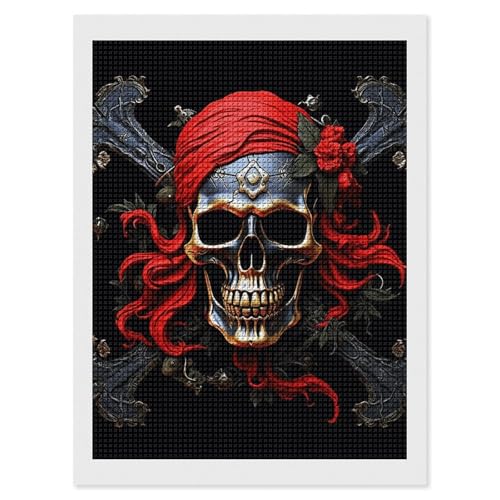 Peinture diamant tête de mort pirate FodPand 5D strass carrés complets broderie diamant 30x40 cm