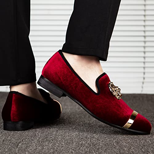Image of Meijiana Men's Velvet Loafers - Fashion Casual Low-Heel Dress Shoes for Men with Rubber Sole & Metal Buckle - Perfect Business & Formal Attire, Stylish Mens Shoes