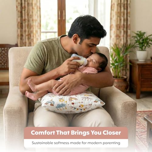 Image of a baby cherry Feeding Pillow for New Born Baby, Breastfeeding Pillow, Nursing Pillow, Baby Feeding & Support Pillow, Soft Cotton with Washable Cover, 32x21 cm
