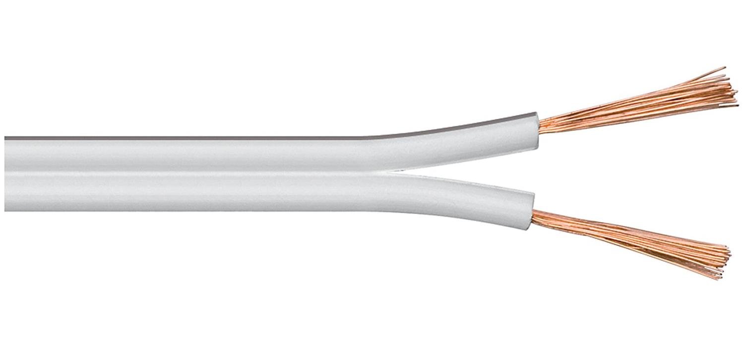 Goobay 15115 Kabel głośnikowy, biały, CU, średnica 6 mm, długość kabla 25 m