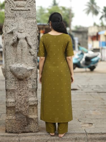 Image of ANNI Designer Women's Cotton Blend Printed Straight Kurta with Pant | Co-ord Set for Women Stylish Matching Outfit | Designer Kurti Bottom Set Women's Ethnic Clothing