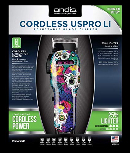 Andis HSM Cordless USPro Li Sugar Skull Design Blade Clipper, 0.47 kg